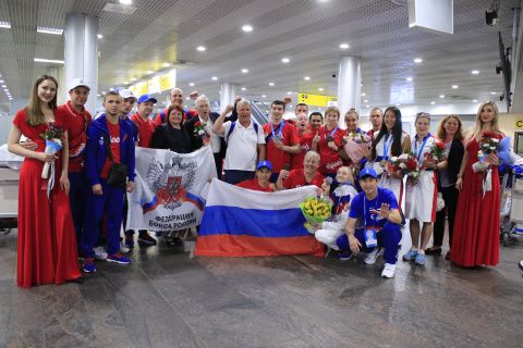 ФОТОГАЛЕРЕЯ. Встреча сборной команды России по боксу с Европейских игр-2019